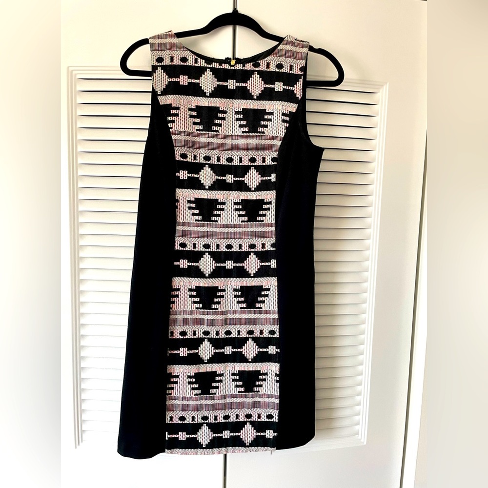 Kenzie Black dress with Woven Tribal Print